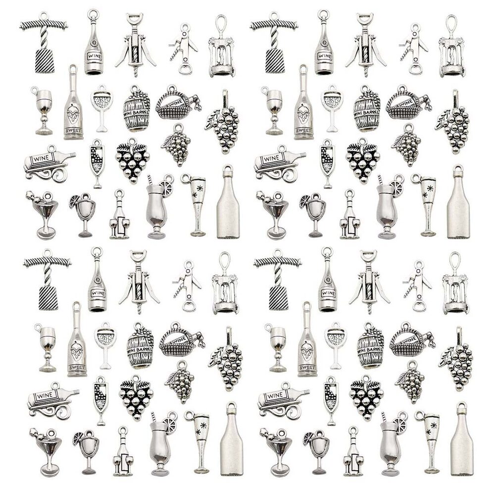 3874 120pcs Antique Silver Wing Charms for Jewelry Making Alloy Wing Glass